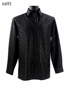 Bassiri Tone-on-Tone Long Sleeve Button Down Casual Printed Shirt 6493