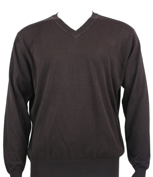 Bassiri Long Sleeve V‑Neck Sweater Style 627 Brown
