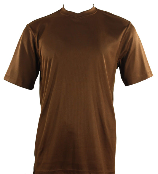 Bassiri Short Sleeve V-Neck T-Shirt Style #219 Cognac