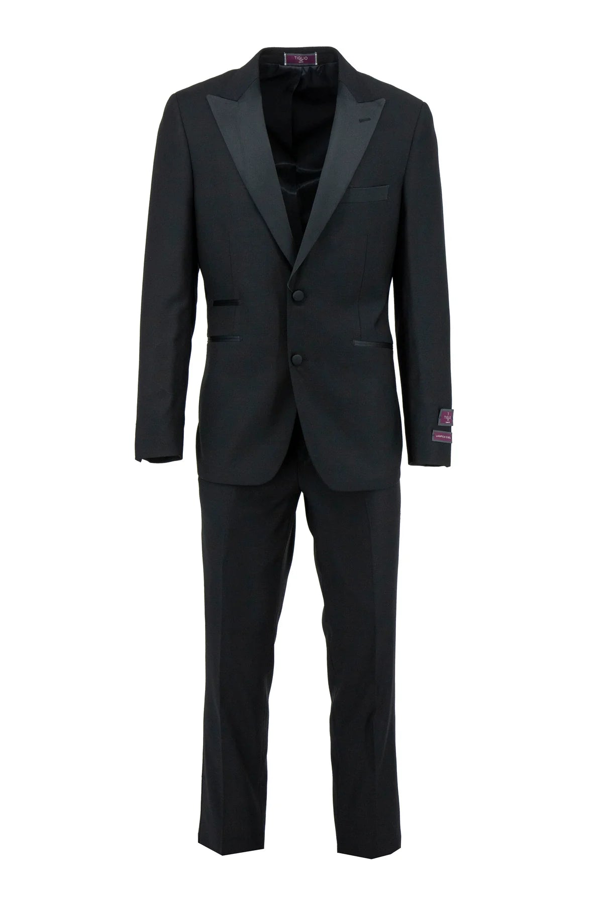 Black Barbaresco, Slim Fit Pure Wool Tuxedo by Tiglio Luxe TIG1001