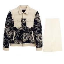 Cigar Jacket Set BRX-712 INDIGO – Paisley Embroidered Set