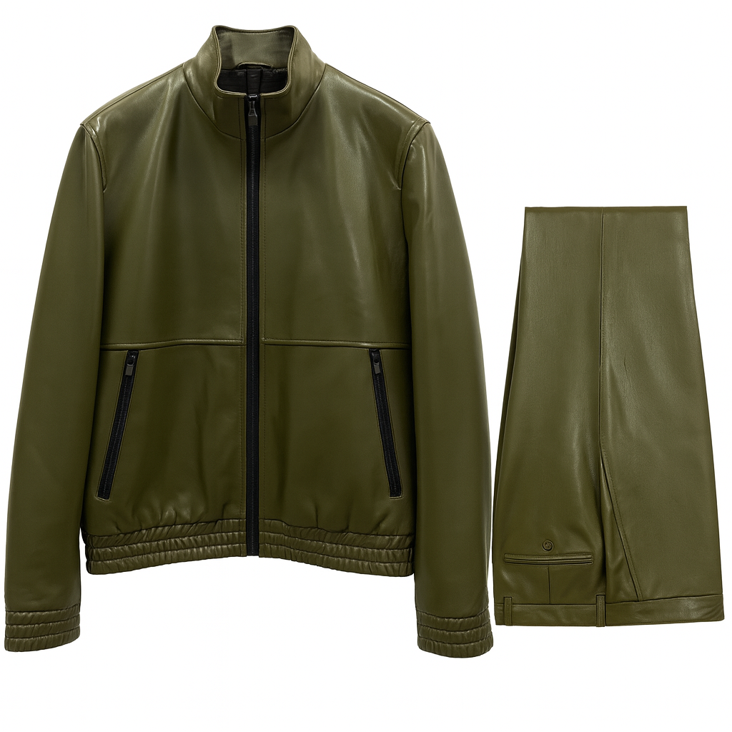 Cigar Jacket Set BRX-713 OLIVE – Leather Jacket & Pant Set