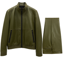 Cigar Jacket Set BRX-713 OLIVE – Leather Jacket & Pant Set