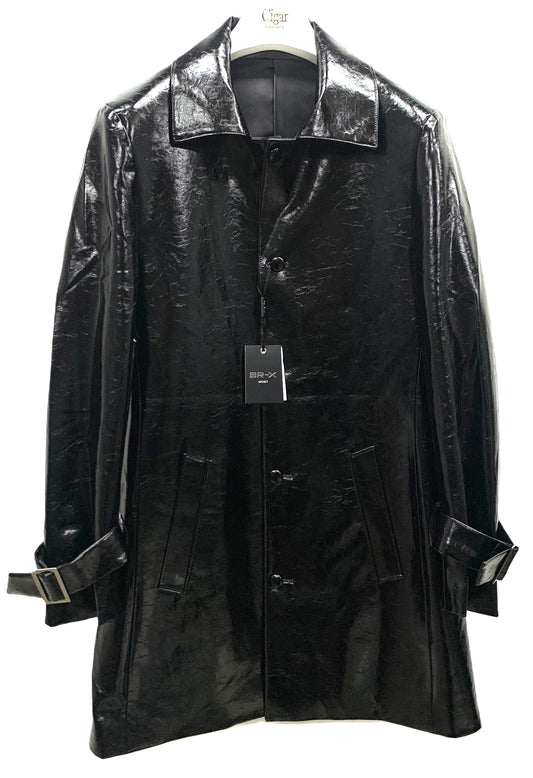 Cigar Leather Trench Coat – Style #BT-1321 Black