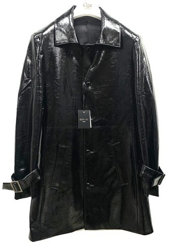 Cigar Leather Trench Coat – Style #BT-1321 Black