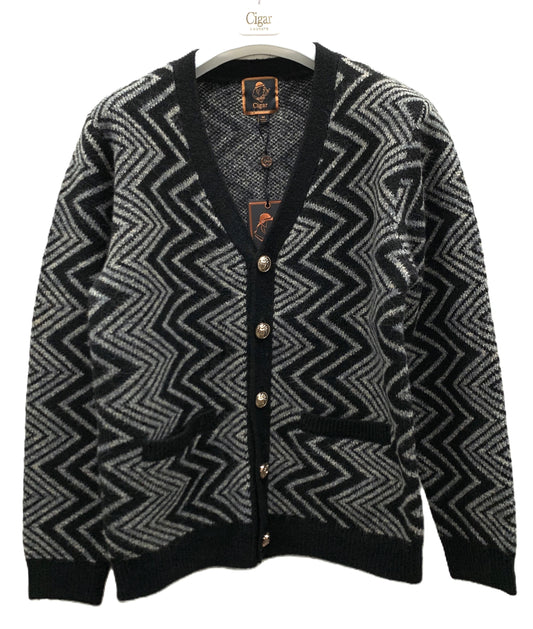Cigar Pattern Knit Cardigan – Style #CRG-1560 BLACK