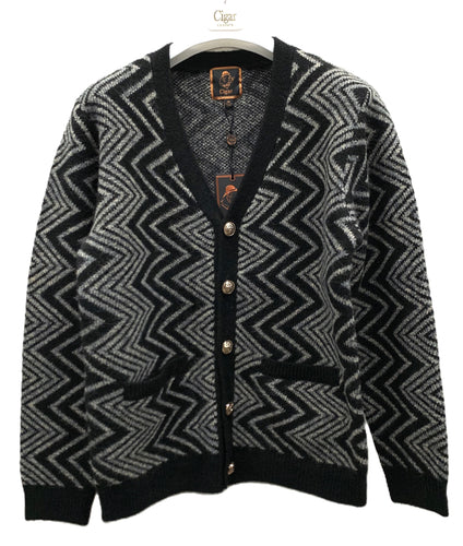 Cigar Pattern Knit Cardigan – Style #CRG-1560 BLACK