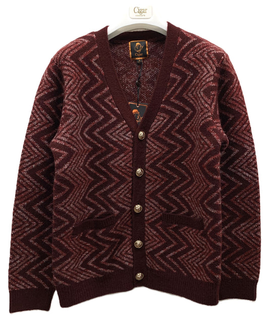Cigar Pattern Knit Cardigan – Style #CRG-1560 WINE