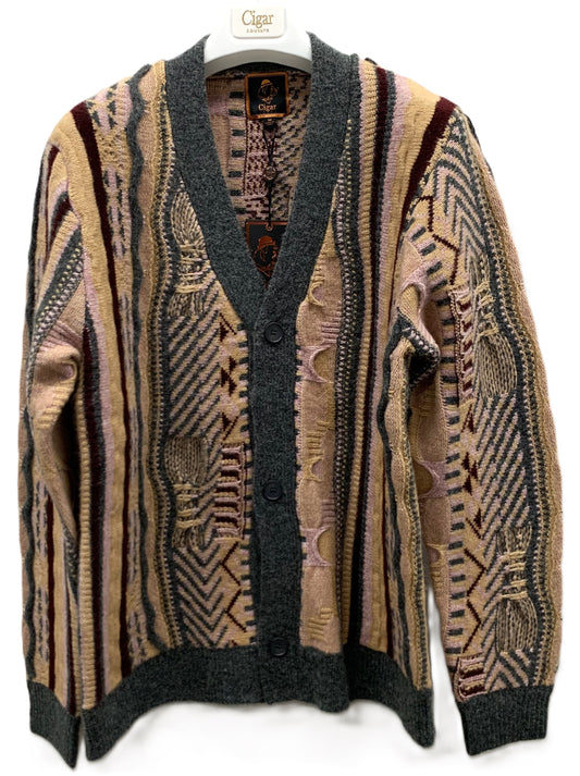 Cigar Pattern Knit Cardigan – Style #CRG-1560 CHARCOAL