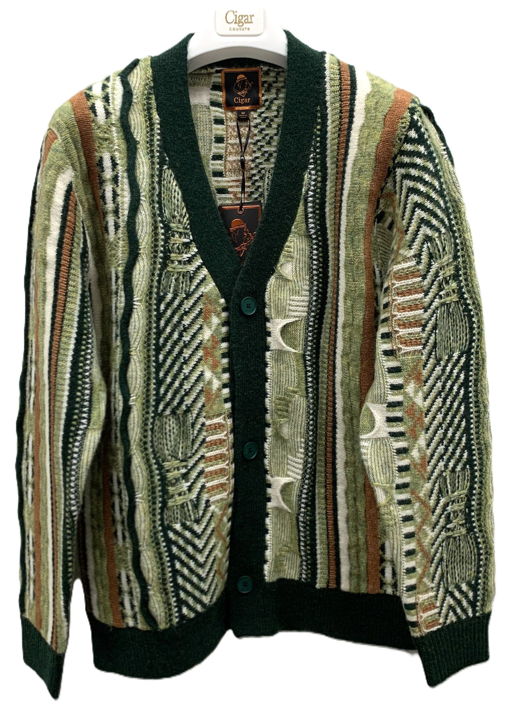 Cigar Pattern Knit Cardigan – Style #CRG-1560 FOREST