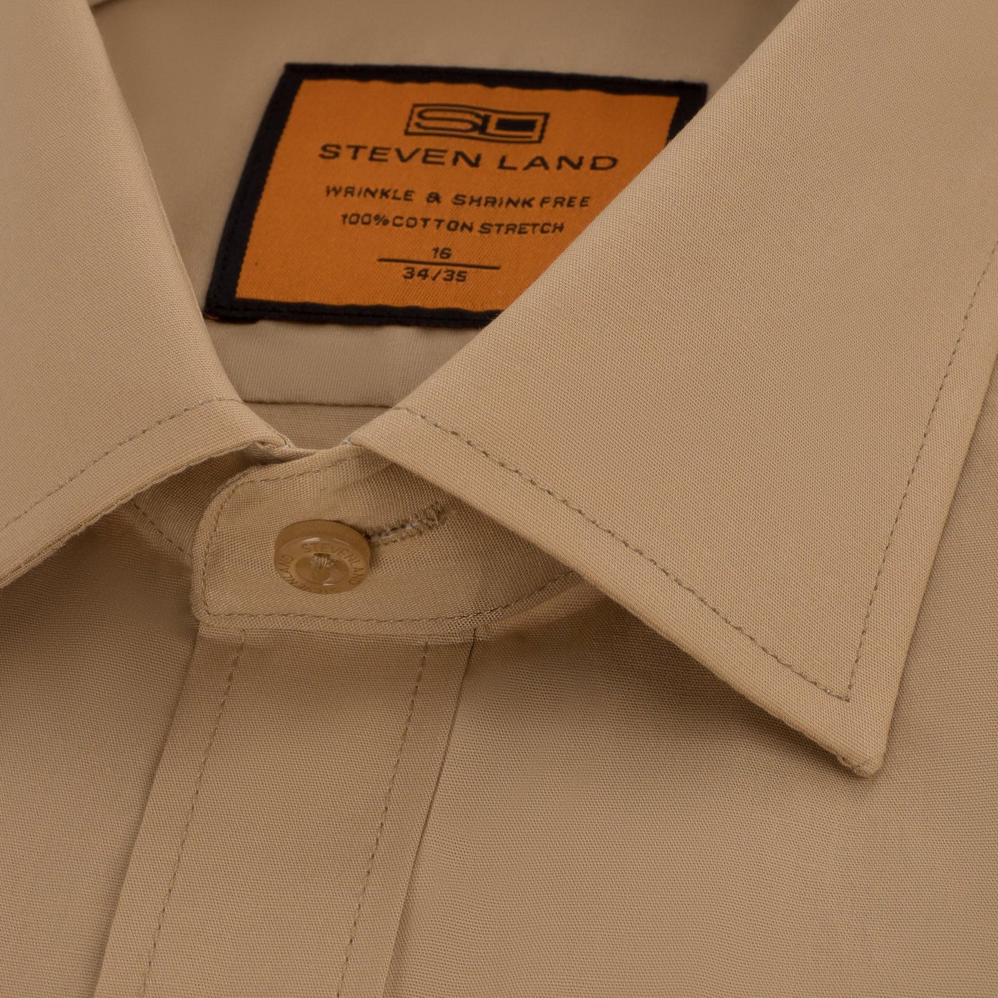 STEVEN LAND POPLIN FRENCH CUFF SHIRT 100% COTTON - KHAKI