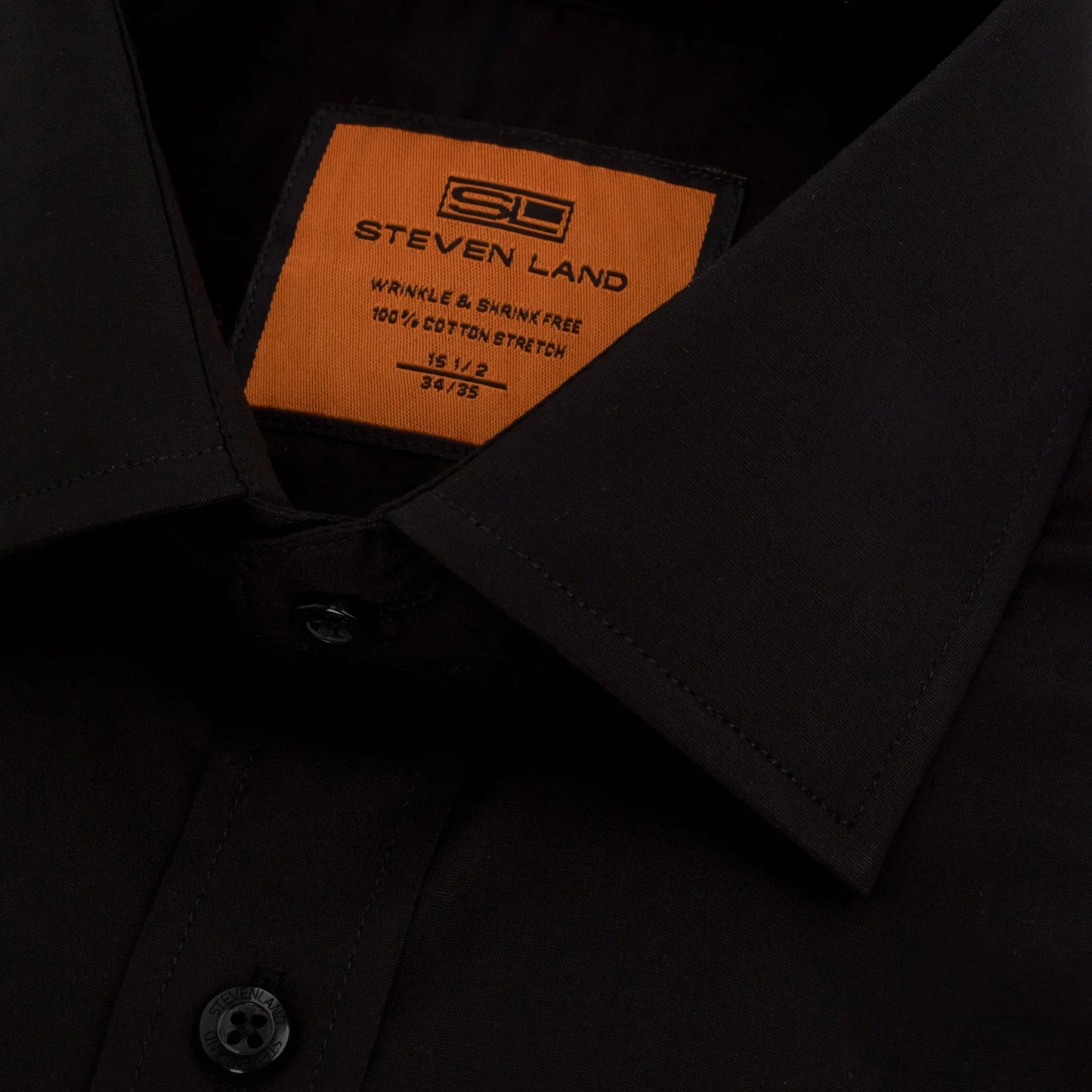 STEVEN LAND POPLIN FRENCH CUFF SHIRT 100% COTTON - BLACK