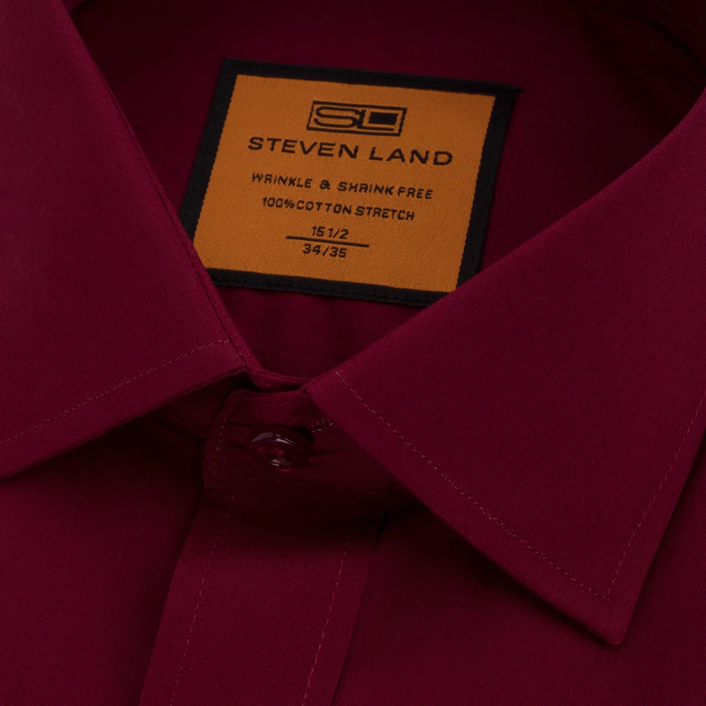 STEVEN LAND POPLIN FRENCH CUFF SHIRT 100% COTTON - BURGUNDY