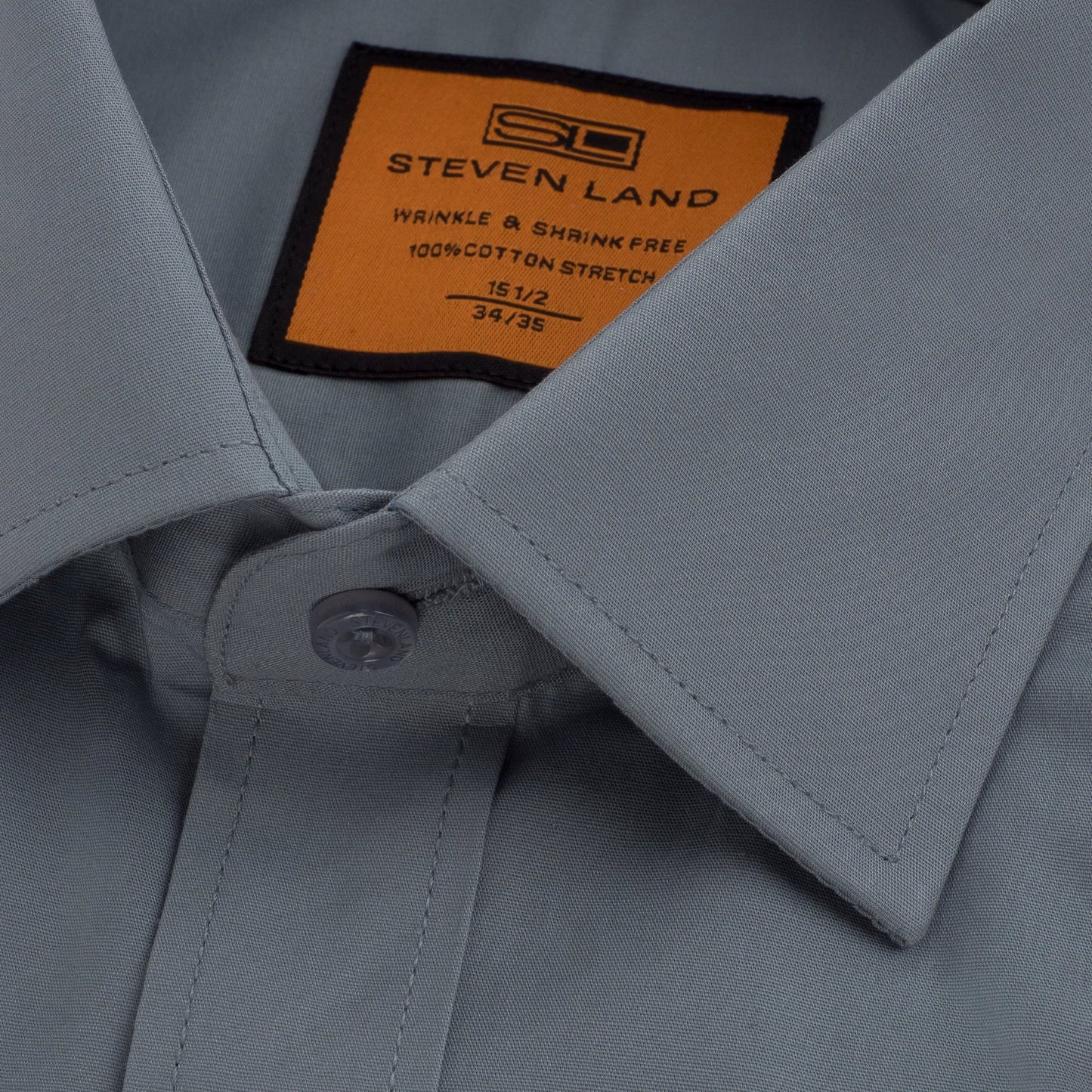 STEVEN LAND POPLIN FRENCH CUFF SHIRT 100% COTTON - STEEL