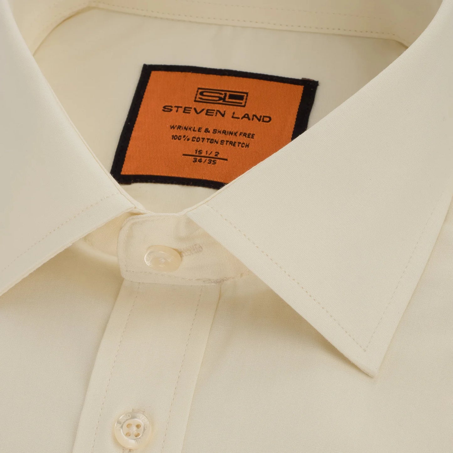 STEVEN LAND POPLIN FRENCH CUFF SHIRT 100% COTTON -  CREAM