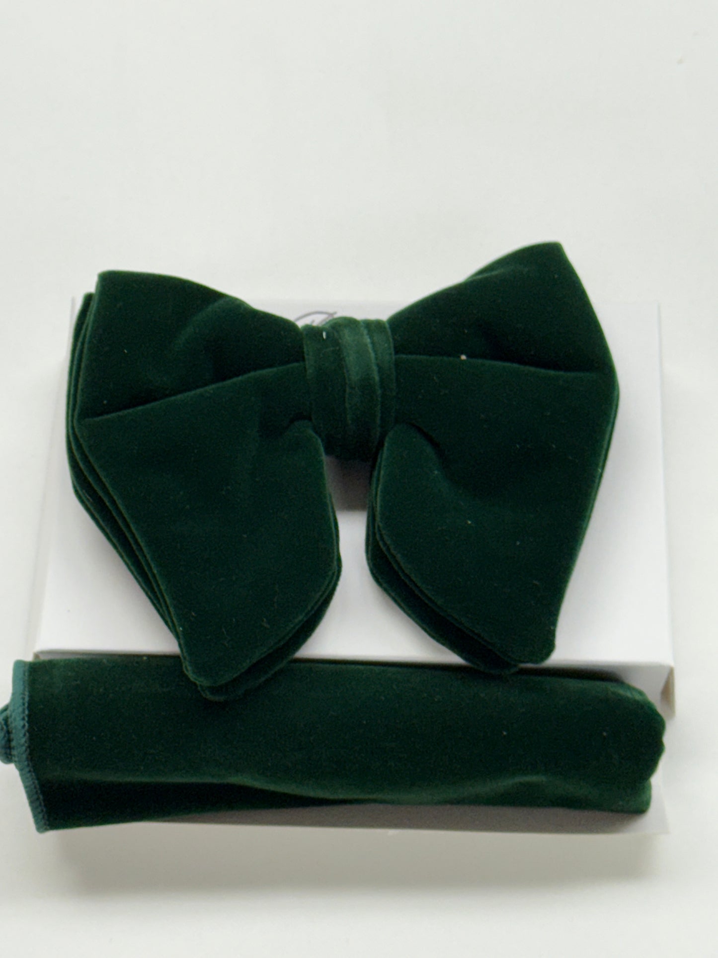 Long Bowtie and Pocket Square Set Green