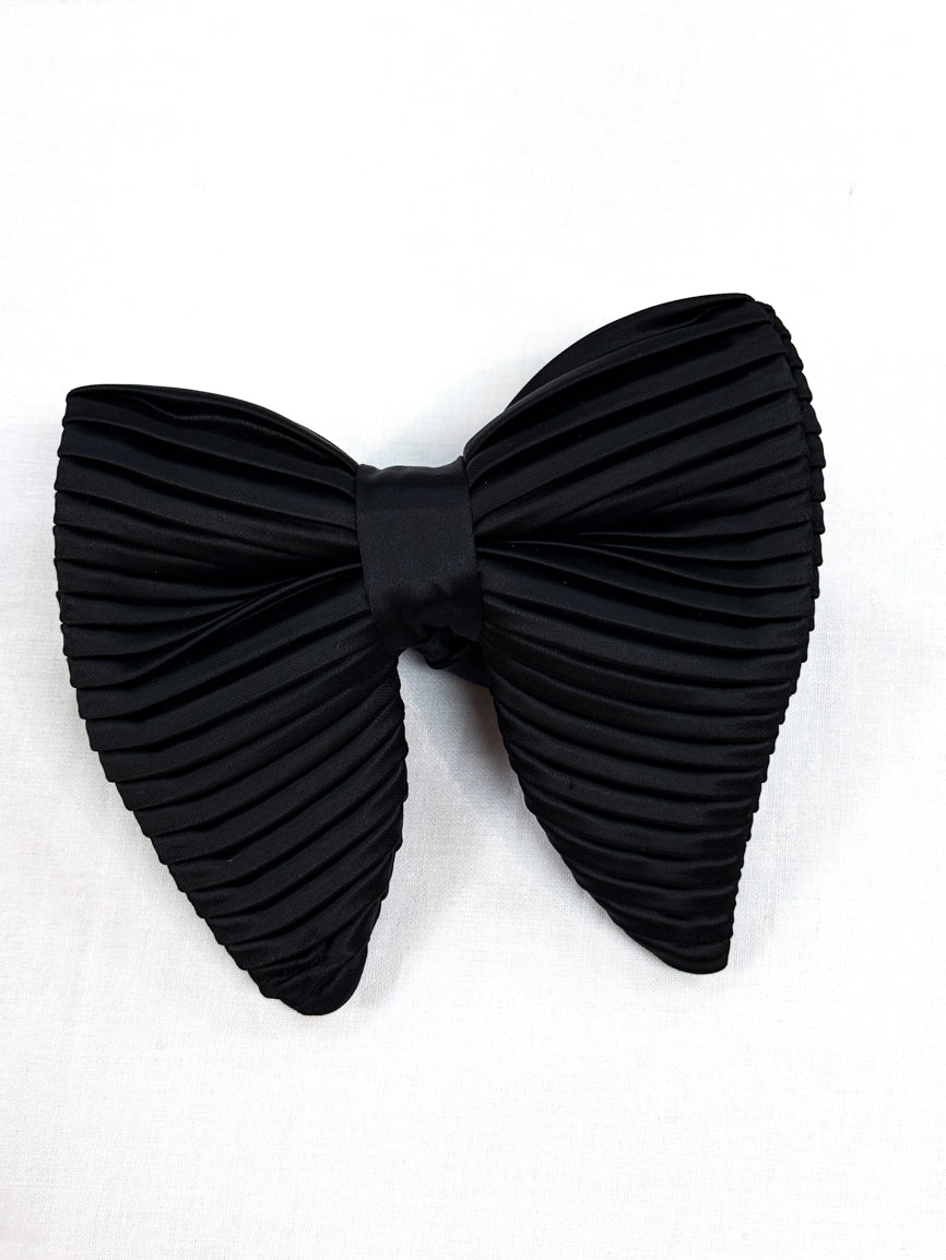 Nightfall Black Pleated Satin Bow Tie