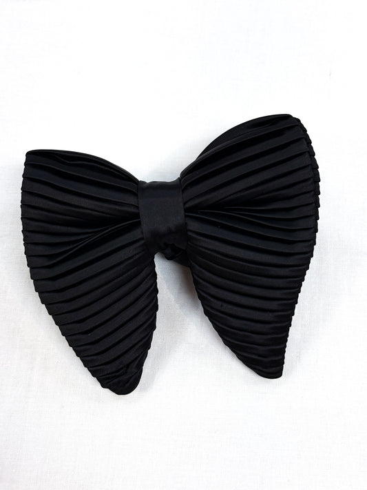 Nightfall Black Pleated Satin Bow Tie