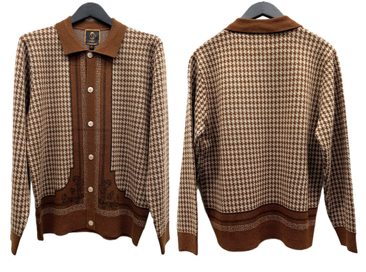 Cigar Couture Houndstooth Knit Button-Up – Style #KS-535