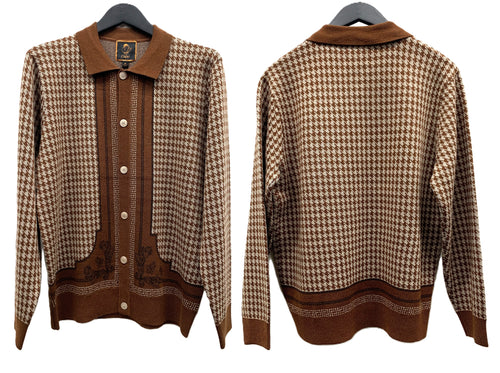 Cigar Couture Houndstooth Knit Button-Up – Style #KS-535