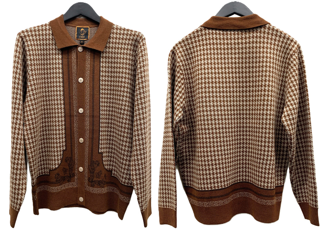Cigar Couture Houndstooth Knit Button-Up – Style #KS-535