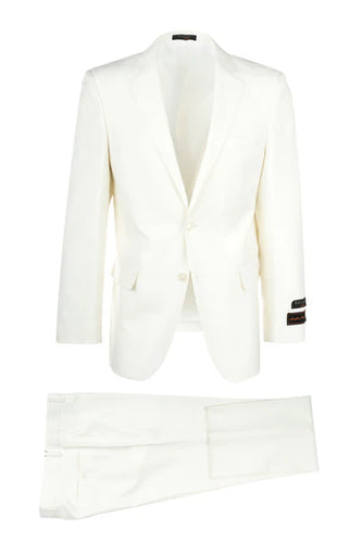 Novello Off-white, Modern Fit, Pure Wool Suit by Tiglio Luxe OFFWHITE