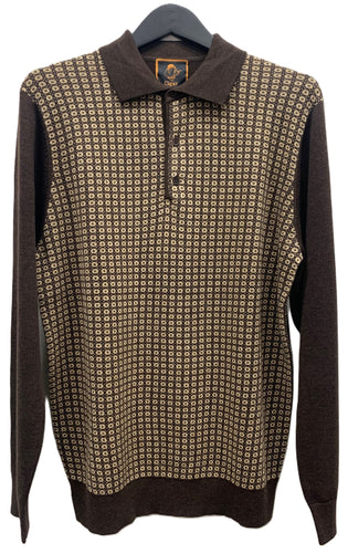 Cigar Couture 3 Button Pullover Polo Sweater - Brown