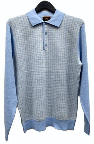 Cigar Couture 3 Button Pullover Polo Sweater - Sky