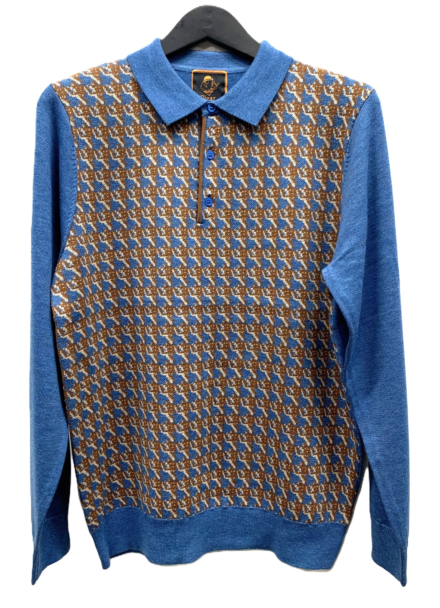 Cigar Couture Long Sleeve Knit Polo P-507- BLUE