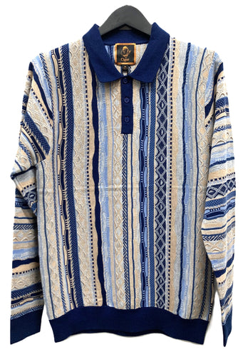Cigar Couture Long Sleeve Knit Polo P-511- NAVY