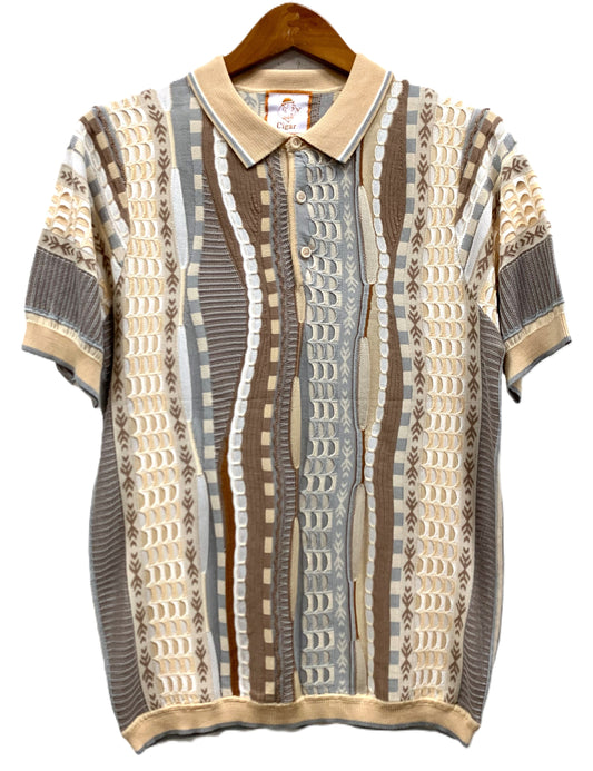 Cigar Couture Men's Polo Knit Short Sleeve Sport Shirt - PJ 1518 SAND