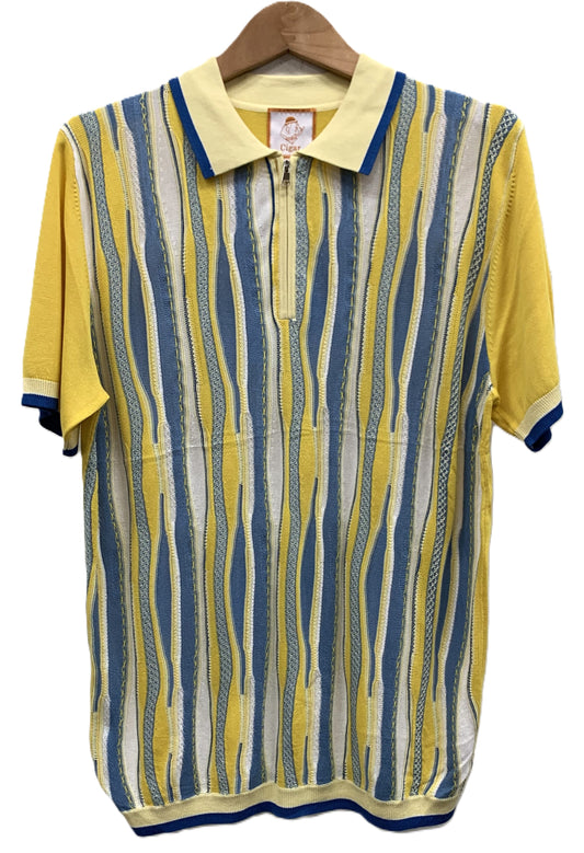 Cigar Couture Men's Polo Knit Short Sleeve Sport Shirt - PJ 1527 Yellow