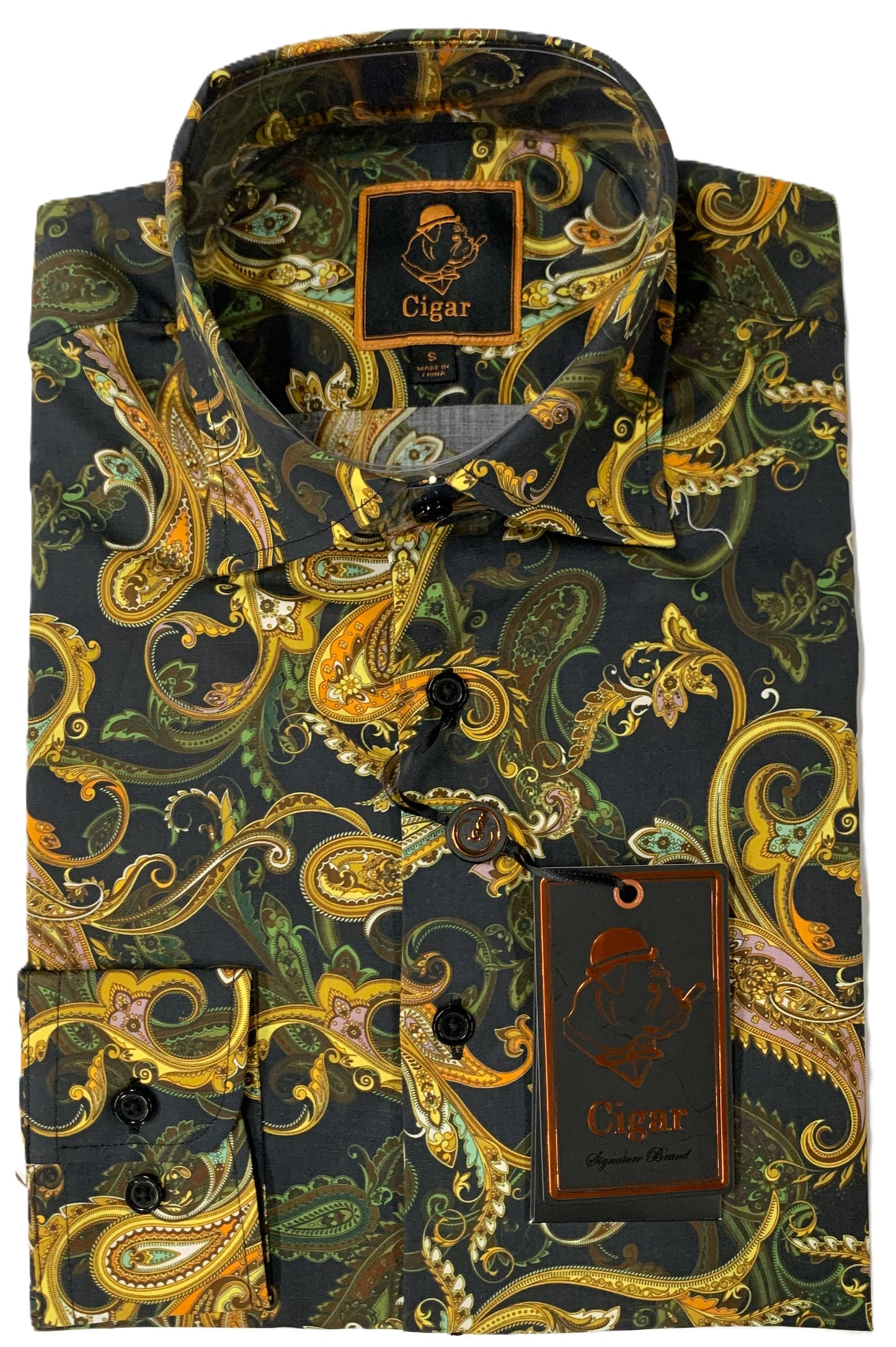 Cigar Couture Signature Print Dress Shirt S-5030- FOREST