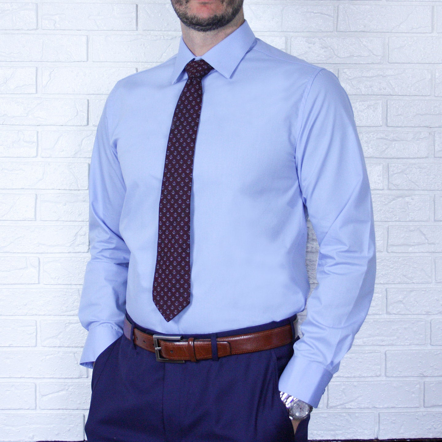 Arturo Modern Fit Long Sleeve Dress Shirt Blue