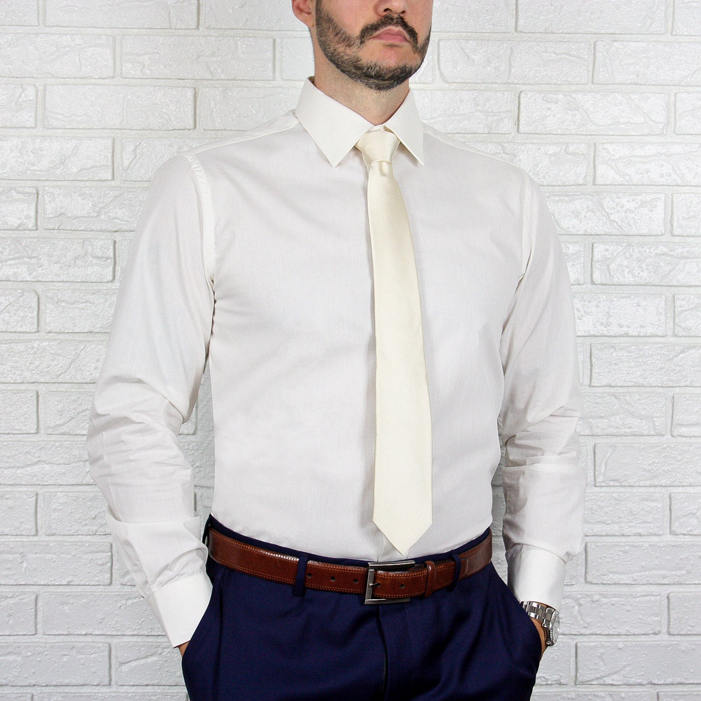 Arturo Modern Fit Long Sleeve Dress Shirt Ivory