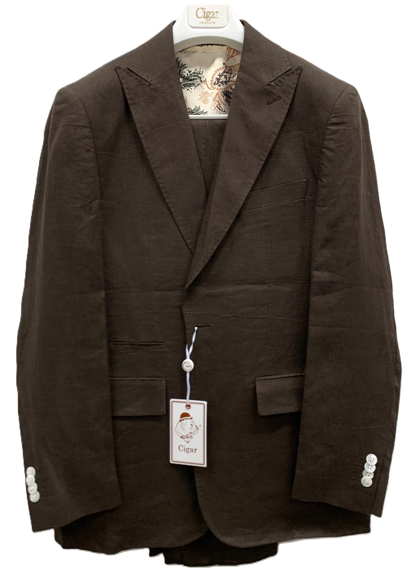 Cigar Couture Linen Suit Set - ST-6089-BROWN