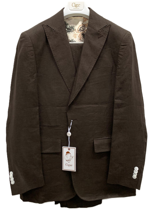 Cigar Couture Linen Suit Set - ST-6089-BROWN