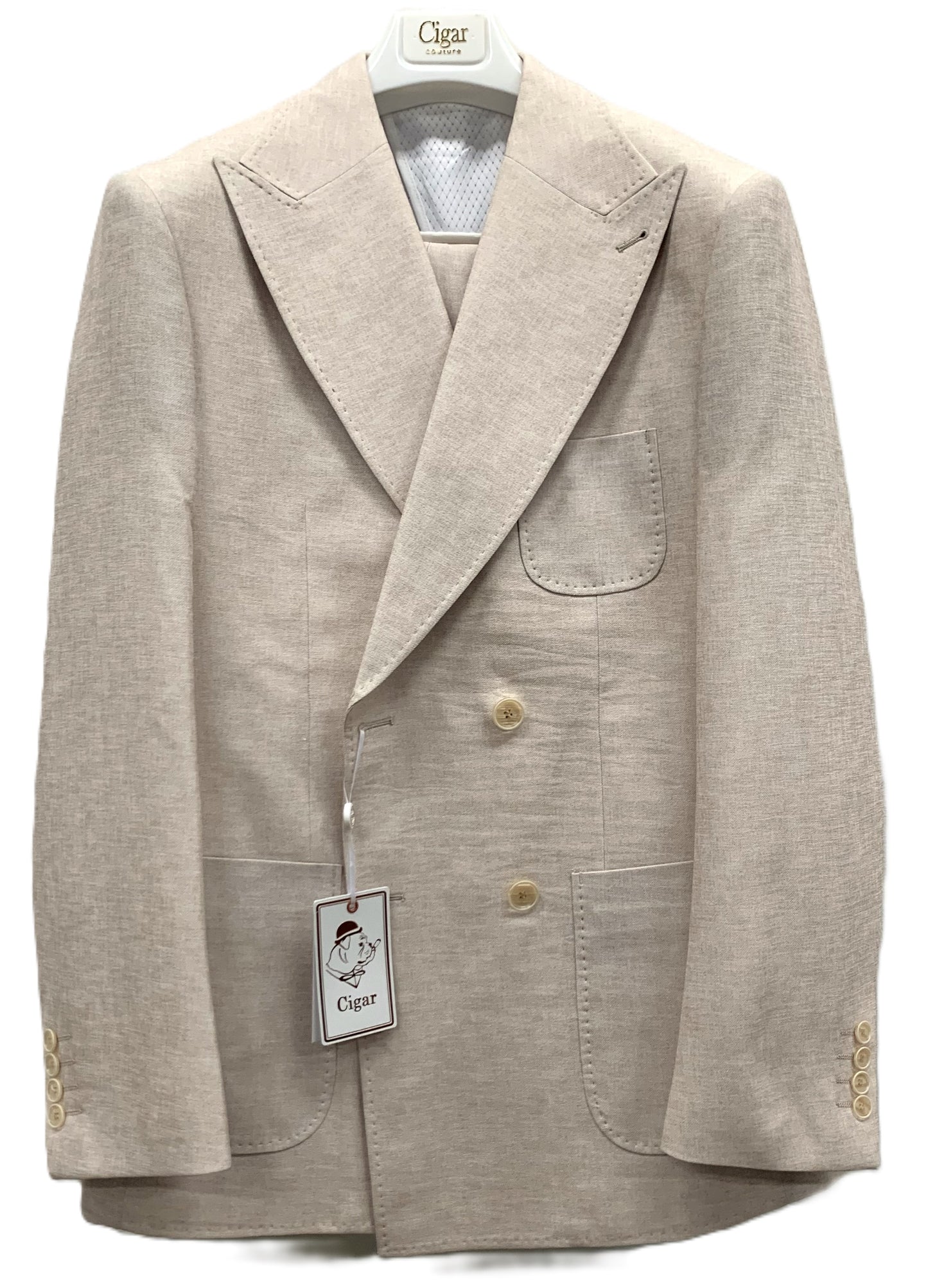 Cigar Couture Oatmeal Linen Suit Set - ST-6093-OATMEAL