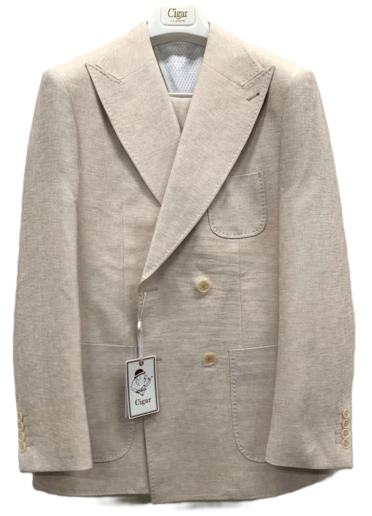 Cigar Couture Oatmeal Linen Suit Set - ST-6093-OATMEAL