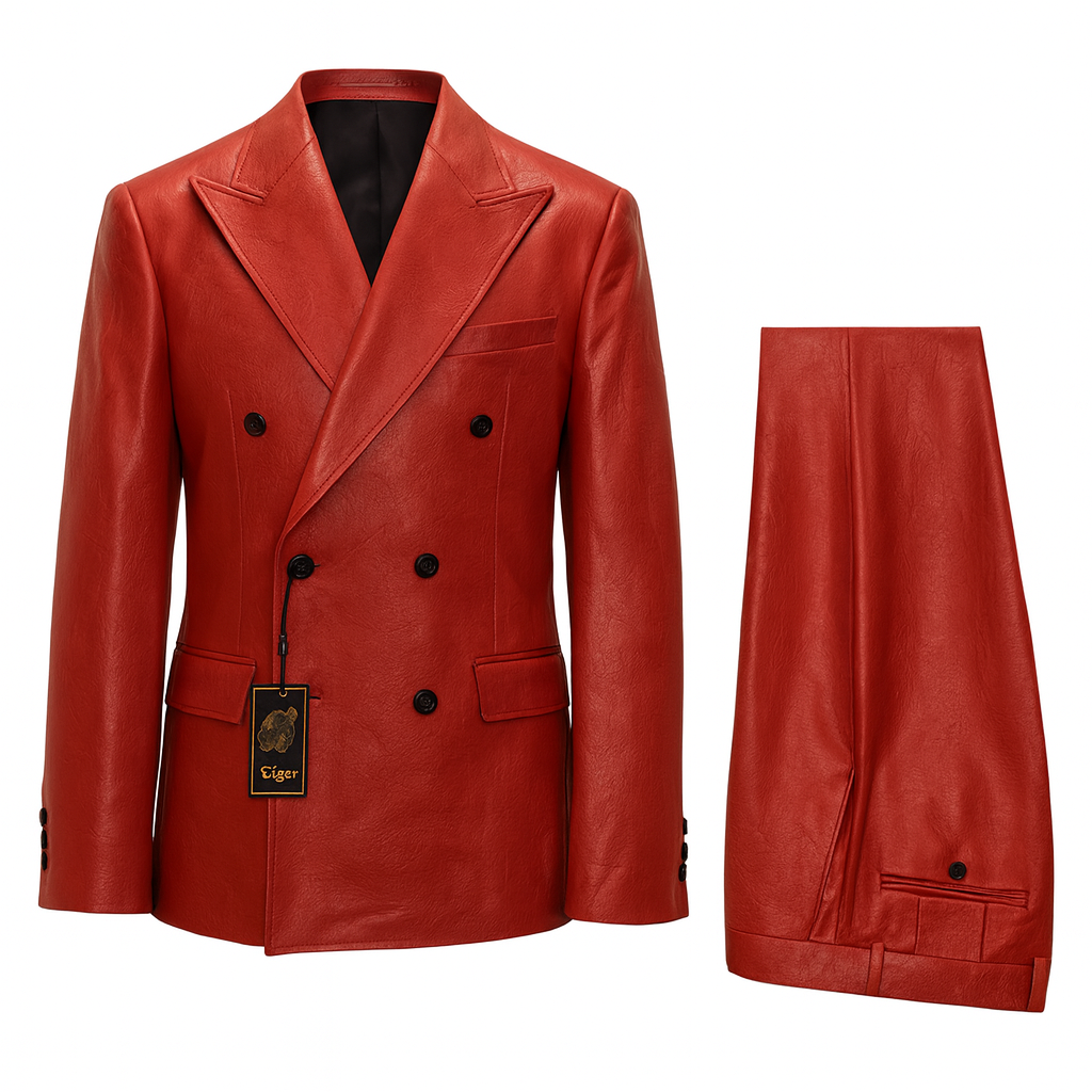 Cigar Jacket Set ST-7021 RUBY – Double Breasted Leather Suit