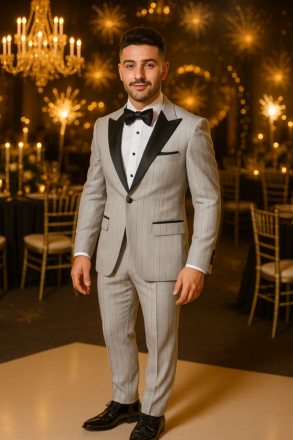 Sergio Valentino Silver Pinstripe Peak Lapel Tuxedo