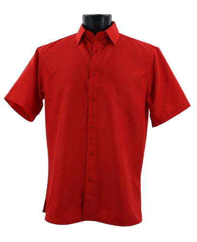 Bassiri Tone-on-Tone Short Sleeve Shirts Red