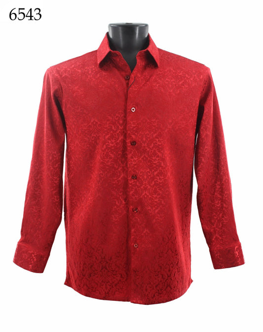 Bassiri Tone-on-Tone Long Sleeve Button Down Casual Printed Shirt 6543