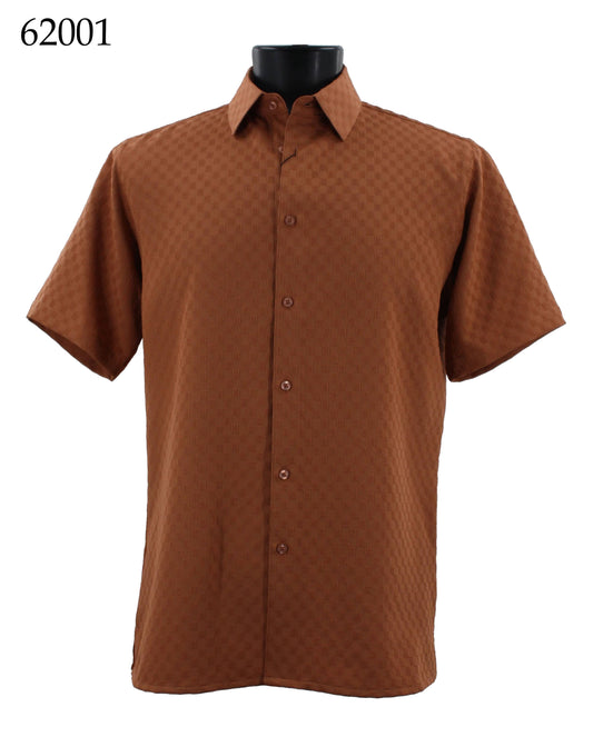 Bassiri Tone-on-Tone Short Sleeve Shirts 62001