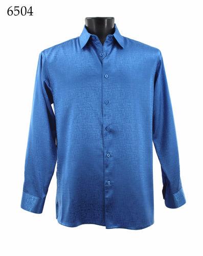 Bassiri Tone-on-Tone Long Sleeve Button Down Casual Printed Shirt 6504