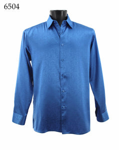 Bassiri Tone-on-Tone Long Sleeve Button Down Casual Printed Shirt 6504