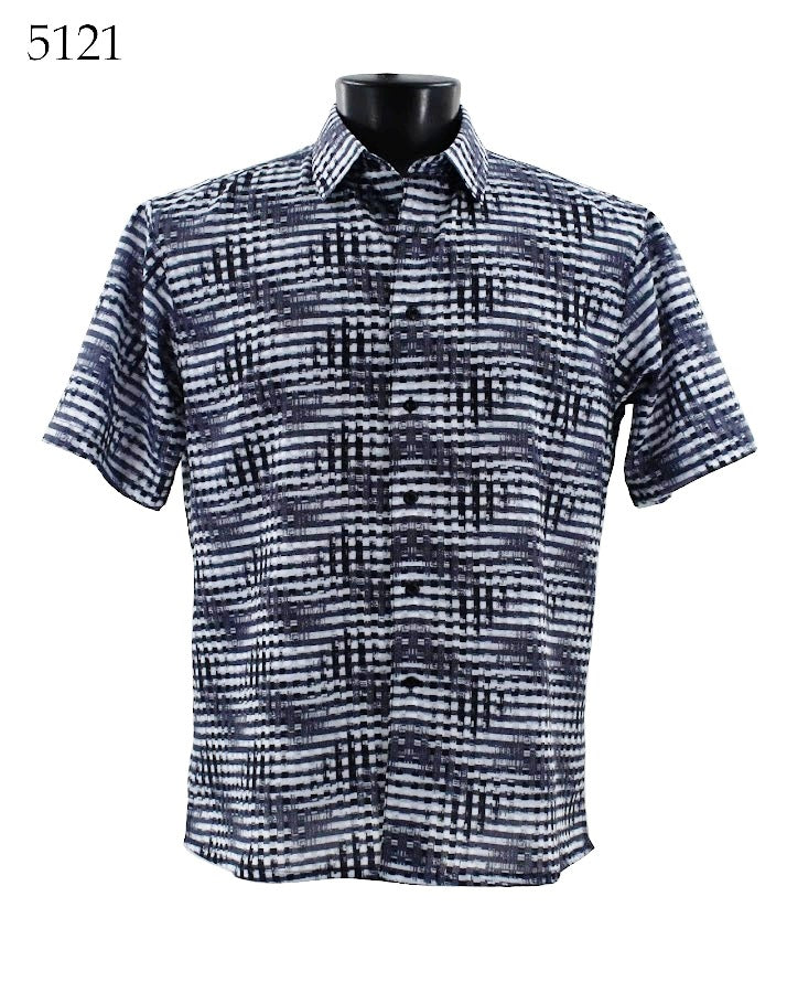 Bassiri Short Sleeve Button Down Casual Printed Shirts 5121