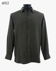 Bassiri Tone-on-Tone Long Sleeve Button Down Casual Printed Shirt 6012