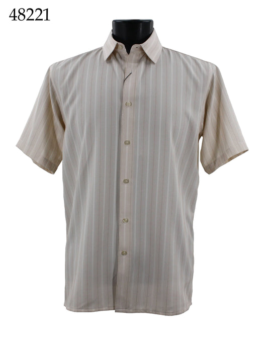 Bassiri Tone-on-Tone Short Sleeve Shirts 48221
