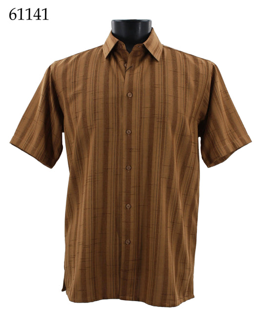 Bassiri Tone-on-Tone Short Sleeve Shirts 61141